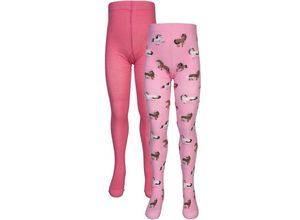 4251797406438 - tausendkind essentials - Strumpfhose ROSA PFERD 2er-Pack in rosa pink Gr92 98