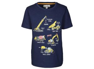 4251797418752 - tausendkind collection - T-Shirt BAUSTELLENFAHRZEUGE in dunkelblau Gr116 122