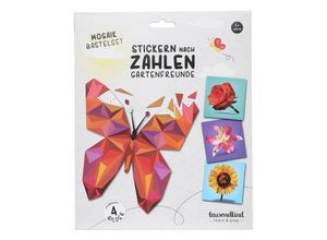 4251797420373 - Mosaikbastelset STICKERN NACH ZAHLEN - GARTENFREUNDE 4-teilig