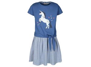 4251797421660 - tausendkind collection - Kurzarm-Kleid EINHORN TRAUM in blau weiß Gr128 134