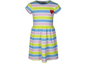 4251797421691 - tausendkind collection - Kurzarm-Kleid REGENBOGEN STREIFEN in bunt Gr92 98