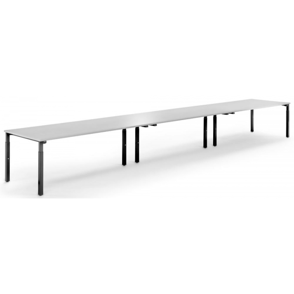 4251797814479 - Konferenztisch 292111 stufenlos höhenverstellbar 65cm (H) 600x100cm (BxT) 20 Personen rechteckig lichtgrau   schwarz 425179