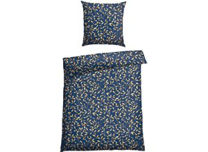 4251806419565 - Bettwäsche SCHIESSER Liliebeth in kuschelweicher Baumwoll-Qualität edlem Botanik-Print Gr B L 155 cm x 220 cm (1 St) B L 80 cm x 80 cm (1 St) Renforcé blau Renforcé-Bettwäsche MADE IN GREEN by OEKO-TEX-zertifiziert