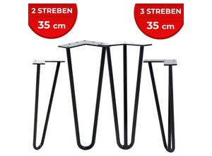 4251807409442 - Hairpin Tischbeine - 4er Set Metall aus Stahl 2 oder 3 Streben Größenwahl Schwarz - Haarnadel Möbelfüße Hairpin Legs Haarnadelbeine