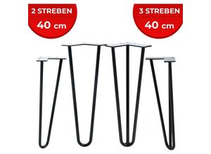 4251807409459 - Hairpin Tischbeine - 4er Set Metall aus Stahl 2 oder 3 Streben Größenwahl Schwarz - Haarnadel Möbelfüße Hairpin Legs Haarnadelbeine