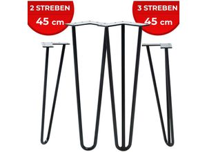 4251807409466 - Hairpin Tischbeine - 4er Set Metall aus Stahl 2 oder 3 Streben Größenwahl Schwarz - Haarnadel Möbelfüße Hairpin Legs Haarnadelbeine