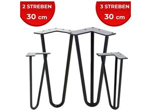 4251807409510 - Hairpin Tischbeine - 4er Set Metall aus Stahl 2 oder 3 Streben Größenwahl Schwarz - Haarnadel Möbelfüße Hairpin Legs Haarnadelbeine