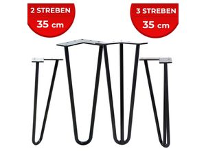 4251807409527 - Hairpin Tischbeine - 4er Set Metall aus Stahl 2 oder 3 Streben Größenwahl Schwarz - Haarnadel Möbelfüße Hairpin Legs Haarnadelbeine