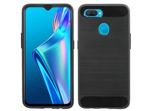 4251810800694 - cofi1453® Silikon Hülle Bumper Carbon kompatibel mit Oppo A12 Case TPU Soft Handyhülle Cover Schutzhülle Schwarz - Schwarz