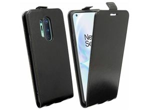 4251810803459 - Markenlos - cofi1453® Flip Case kompatibel mit OnePlus 8 Pro Handy Tasche vertikal aufklappbar Schutzhülle Klapp Hülle Schwarz - Schwarz