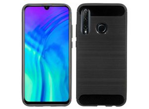 4251810804173 - cofi1453® Silikon Hülle Bumper Carbon kompatibel mit HONOR 20E Case TPU Soft Handyhülle Cover Schutzhülle Schwarz - Schwarz