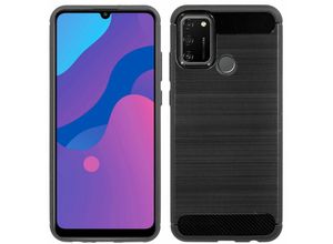 4251810804210 - cofi1453® Silikon Hülle Bumper Carbon kompatibel mit HONOR 9A Case TPU Soft Handyhülle Cover Schutzhülle Schwarz - Schwarz