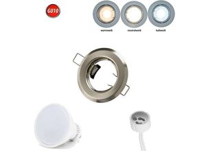 4251810806696 - Led Line - Einbaustrahler GU10 Einbaurahmen Spot Strahler Ø60mm Bohrloch Aluminium inkl GU10 3W Neutralweiß 240 Lumen led Leuchtmittel Satin Rund