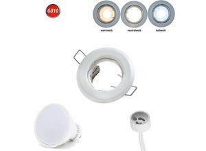 4251810806771 - Led Line - Einbaustrahler GU10 Einbaurahmen Spot Strahler Ø60mm Bohrloch Aluminium inkl GU10 3W Neutralweiß 240 Lumen led Leuchtmittel Weiß-Matt