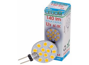 4251810807235 - Led Line - ledom G4 2W 12V led Lampe Kaltweiß 6000K 140 Lumen Stiftsockellampe Leuchtmittel Energiesparlampe