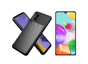 4251810811959 - Markenlos - cofi1453® Hybrid Armor Etui SchutzHülle Thunder Case + 9H Schutzglas Bumper Cover Handyhülle Matt Hülle Robust Rutschfest kompatibel mit