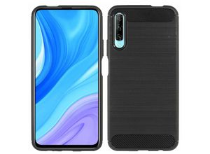 4251810815728 - cofi1453® Silikon Hülle Bumper Carbon kompatibel mit HUAWEI P SMART PRO 2019 Case TPU Soft Handyhülle Cover Schutzhülle Schwarz - Schwarz