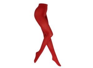 4251810821576 - Cofi 1453 - Klassische Strumpfhose 60 den Einheitsgröße Blickdicht Einfarbig Strümpfe Fleece-Thermosocken für Damen & Frauen Rot