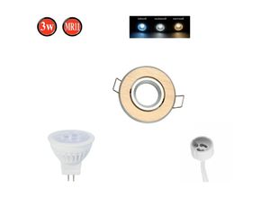 4251810821781 - Led Line - Einbaustrahler Schwenkbar 35° MR11 Einbaurahmen Ø60mm Bohrloch Aluminium inkl MR11 3W Neutralweiß 255 Lumen led Leuchtmittel Gold Brushed