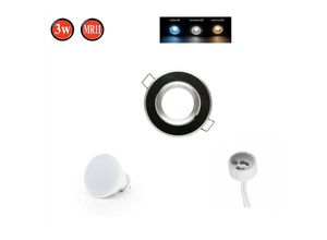 4251810822429 - Led Line - Einbaustrahler Schwenkbar 35° GU10 Einbaurahmen Ø70mm Bohrloch Aluminium inkl GU10 5W Warmweiß 350 Lumen led Leuchtmittel Schwarz Brushed