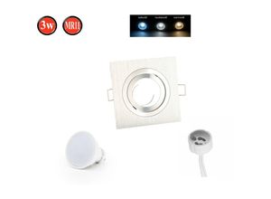 4251810822467 - Einbaustrahler Schwenkbar 35° GU10 Einbaurahmen Ø86mm Bohrloch Aluminium inkl GU10 5W Warmweiß 350 Lumen led Leuchtmittel Silber Eckig - Led Line 4251810822467 - Einbaustrahler Schwenkbar 35° GU10 Einbaurahmen Ø86mm Bohrloch Aluminium inkl GU10 5W Warmweiß 350 Lumen led Leuchtmittel Silber Eckig - Led Line
