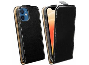 4251810822825 - cofi1453® Flip Case kompatibel mit iPhone 12 Mini Handy Tasche vertikal aufklappbar Schutzhülle Klapp Hülle Schwarz - Schwarz