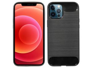 4251810823471 - cofi1453® Silikon Hülle Bumper Carbon kompatibel mit iPhone 12 Pro Case TPU Soft Handyhülle Cover Schutzhülle Schwarz - Schwarz