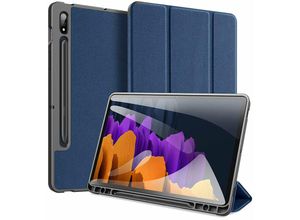 4251810827936 - Dux Ducis Buch Tasche Hartschale mit Smart Sleep Standfunktion kompatibel mit SAMSUNG GALAXY TAB S7 11 Tablet Hülle Etui Brieftasche Schutzhülle Blau