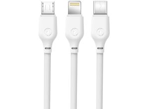 4251810839700 - XO 3 in 1 Ladekabel 21A USB- Lightning + USB-C + micro-USB Kabel Datenkabel weiß