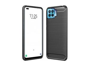 4251810840461 - cofi1453® Silikon Hülle Bumper Carbon kompatibel mit Oppo A73 Case TPU Soft Handyhülle Cover Schutzhülle Schwarz - Schwarz