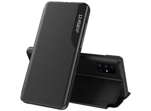 4251810841659 - Eco Leather View Case Buch Tasche Leder Handyhülle Schutzhülle aufklappbare Hülle Standfunktion kompatibel mit iPhone 12 Pro Schwarz