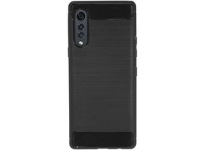 4251810849235 - cofi1453® Silikon Hülle Bumper Carbon kompatibel mit LG Velvet Case TPU Soft Handyhülle Cover Schutzhülle Schwarz - Schwarz