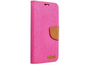 4251810853775 - - Elegante Buch-Tasche Hülle Fancy Canvas Book-Style Kartenfächer Wallet Schale kompatibel mit iPhone 12 Mini Rosa - Schwarz