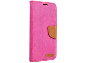 4251810853980 - - Elegante Buch-Tasche Hülle Fancy Canvas Book-Style Kartenfächer Wallet Schale kompatibel mit Galaxy A52 5G Rosa - Schwarz