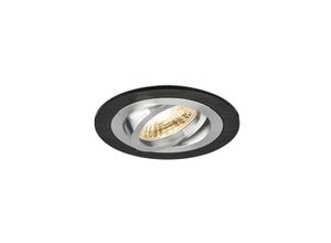 4251810869134 - - Einbaustrahler GU10 Einbaurahmen 35° Schwenkbar Ø75mm Bohrloch Aluminium inkl GU10 5W Warmweiß 410 Lumen led Leuchtmittel Schwarz rund