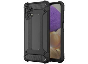 4251810874275 - cofi1453® Hybrid Armor Etui SchutzHülle Case Bumper Cover Handyhülle Matt Hülle Robust Rutschfest kompatibel mit Samsung Galaxy A32 5G Schwarz