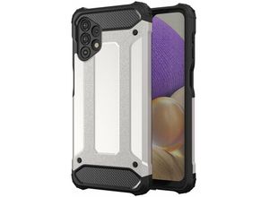 4251810874305 - cofi1453® Hybrid Armor Etui SchutzHülle Case Bumper Cover Handyhülle Matt Hülle Robust Rutschfest kompatibel mit Samsung Galaxy A32 5G Silber