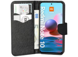 4251810875784 - cofi1453® Buch Tasche Fancy kompatibel mit XIAOMI REDMI NOTE 10 Handy Hülle Etui Brieftasche Schutzhülle mit Standfunktion Kartenfach Schwarz