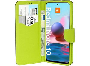 4251810875791 - cofi1453® Buch Tasche Fancy kompatibel mit XIAOMI REDMI NOTE 10 Handy Hülle Etui Brieftasche Schutzhülle mit Standfunktion Kartenfach Blau-Grün