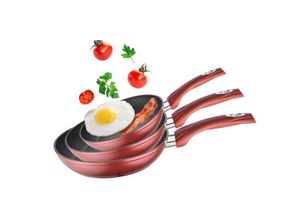 4251810875852 - Cheffinger - 3er Pfannenset Induktion Set Antikratz Bratpfannen Pfanne Antihaft Induktions-Bratpfanne ø 20 cm ø 24 cm ø 28 cm rot