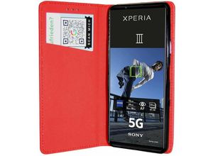 4251810875920 - cofi1453® Elegante Buch-Tasche Hülle Smart Magnet kompatibel mit Sony Xperia 10 III Leder Optik Wallet Book-Style Cover Schale Rot