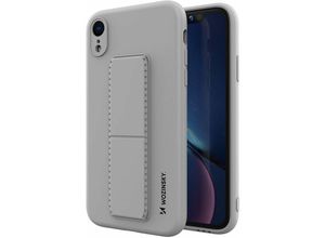 4251810876101 - cofi1453® Kickstand Hülle Bumper aufstellbar kompatibel mit Iphone 7 Silikon Hard Case Schale Zubehör Tasche Schutz mit integriertem Magneten Grau