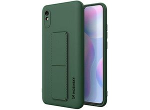 4251810876217 - cofi1453® Kickstand Hülle Bumper aufstellbar kompatibel mit Iphone 7 Silikon Hard Case Schale Zubehör Tasche Schutz mit integriertem Magneten Dunkel