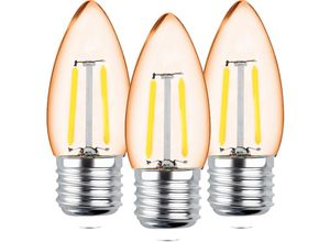 4251810878150 - Forever Light - E27 2W led Filament Kerze Lampe Vintage Glühbirne 180 lm Warmweiß 2200K C35 Gold 3x Stück