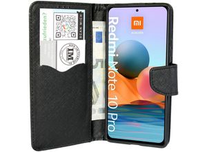 4251810879157 - cofi1453® Buch Tasche Fancy kompatibel mit XIAOMI REDMI NOTE 10 PRO Handy Hülle Etui Brieftasche Schutzhülle mit Standfunktion Kartenfach Schwarz