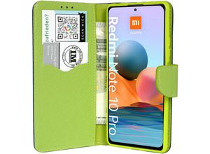 4251810879171 - cofi1453® Buch Tasche Fancy kompatibel mit XIAOMI REDMI NOTE 10 PRO Handy Hülle Etui Brieftasche Schutzhülle mit Standfunktion Kartenfach Blau-Grün