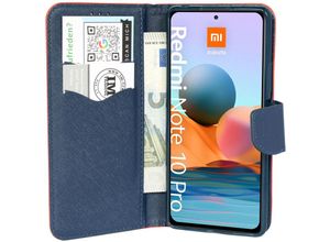 4251810879195 - cofi1453® Buch Tasche Fancy kompatibel mit XIAOMI REDMI NOTE 10 PRO Handy Hülle Etui Brieftasche Schutzhülle mit Standfunktion Kartenfach Rot-Blau