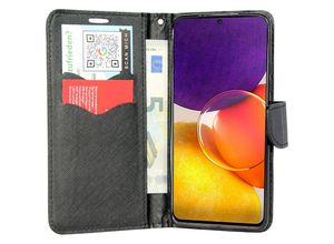 4251810879232 - cofi1453® Buch Tasche Fancy kompatibel mit SAMSUNG GALAXY A82 (A826S) Handy Hülle Etui Brieftasche Schutzhülle mit Standfunktion Kartenfach Schwarz