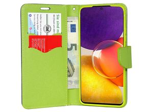 4251810879249 - cofi1453® Buch Tasche Fancy kompatibel mit SAMSUNG GALAXY A82 (A826S) Handy Hülle Etui Brieftasche Schutzhülle mit Standfunktion Kartenfach Blau-Grün