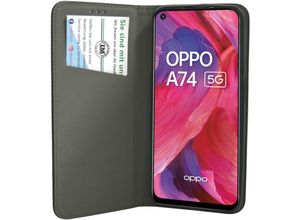 4251810879881 - Cofi 1453 - cofi1453® Buch Tasche Smart kompatibel mit Oppo A74 5G Handy Hülle Etui Brieftasche Schutzhülle mit Standfunktion Kartenfach Schwarz